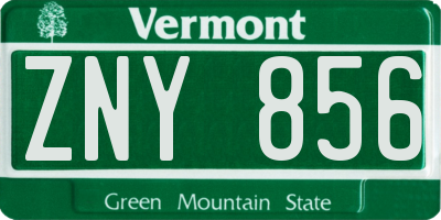 VT license plate ZNY856