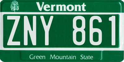 VT license plate ZNY861