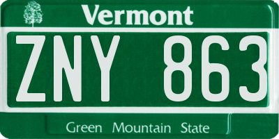 VT license plate ZNY863