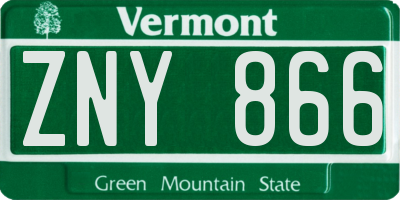 VT license plate ZNY866