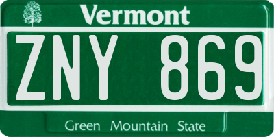 VT license plate ZNY869