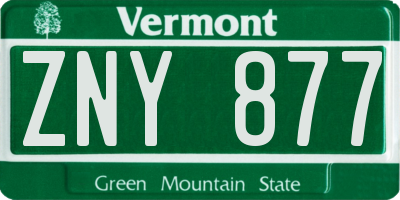 VT license plate ZNY877