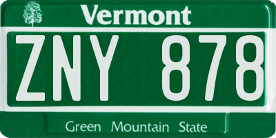 VT license plate ZNY878