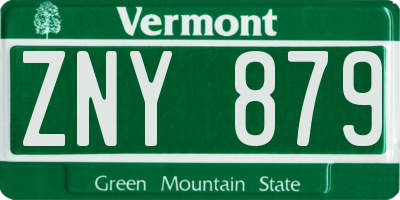 VT license plate ZNY879