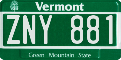VT license plate ZNY881