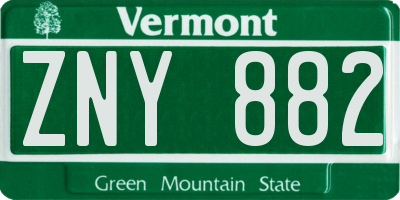 VT license plate ZNY882