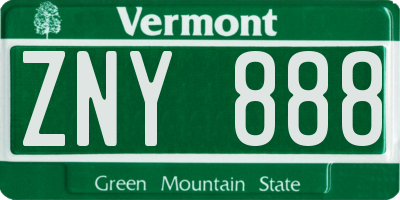 VT license plate ZNY888