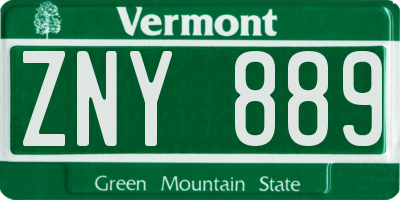 VT license plate ZNY889