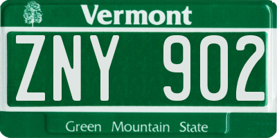 VT license plate ZNY902