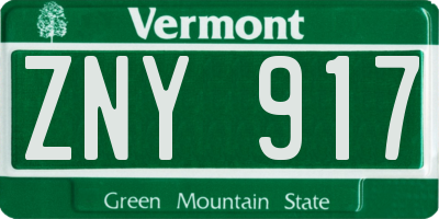 VT license plate ZNY917