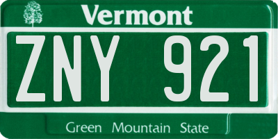 VT license plate ZNY921