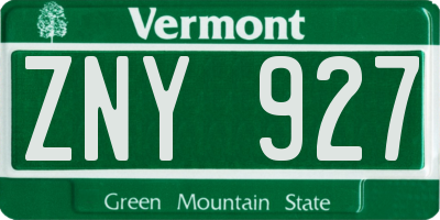VT license plate ZNY927
