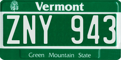 VT license plate ZNY943