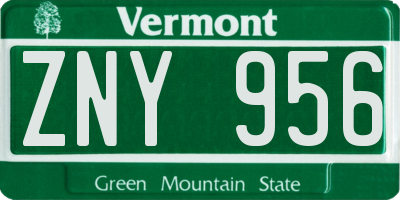 VT license plate ZNY956