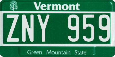 VT license plate ZNY959