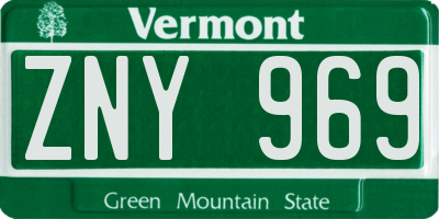 VT license plate ZNY969