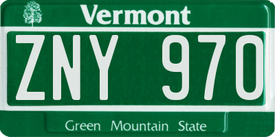 VT license plate ZNY970