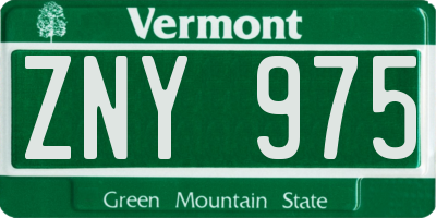 VT license plate ZNY975