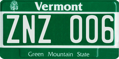 VT license plate ZNZ006