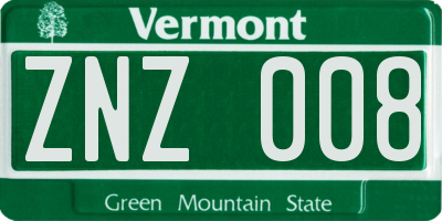 VT license plate ZNZ008