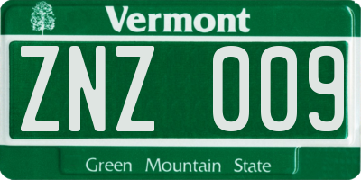 VT license plate ZNZ009