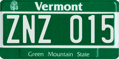 VT license plate ZNZ015