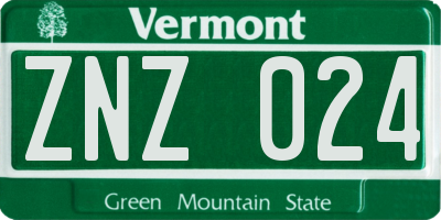 VT license plate ZNZ024