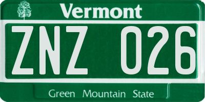 VT license plate ZNZ026