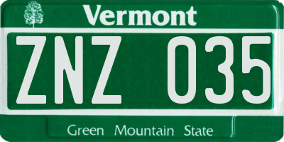 VT license plate ZNZ035