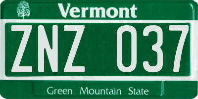 VT license plate ZNZ037