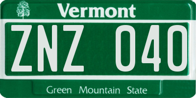 VT license plate ZNZ040