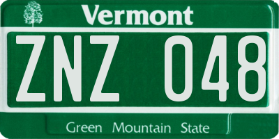 VT license plate ZNZ048
