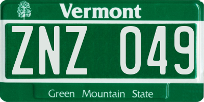 VT license plate ZNZ049
