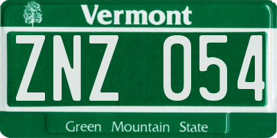 VT license plate ZNZ054