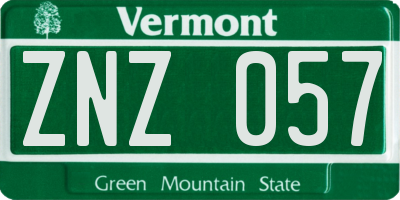 VT license plate ZNZ057