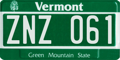 VT license plate ZNZ061
