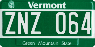 VT license plate ZNZ064