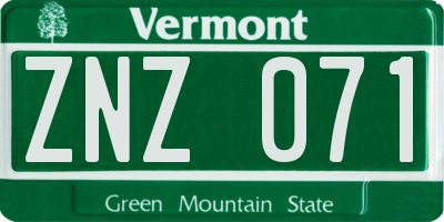 VT license plate ZNZ071