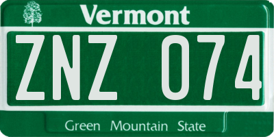 VT license plate ZNZ074