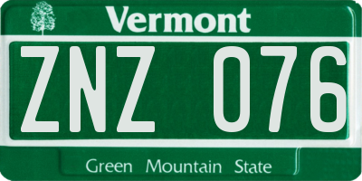 VT license plate ZNZ076
