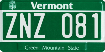 VT license plate ZNZ081