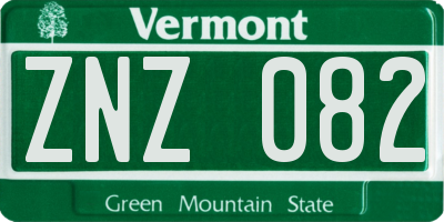 VT license plate ZNZ082