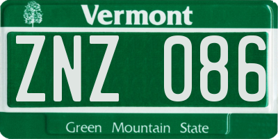 VT license plate ZNZ086
