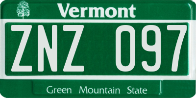 VT license plate ZNZ097