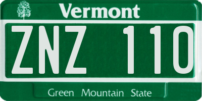 VT license plate ZNZ110