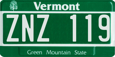 VT license plate ZNZ119
