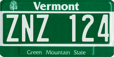VT license plate ZNZ124