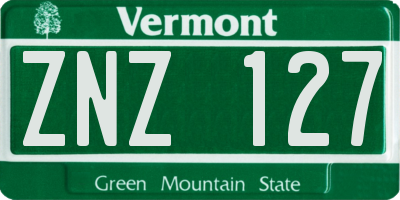 VT license plate ZNZ127