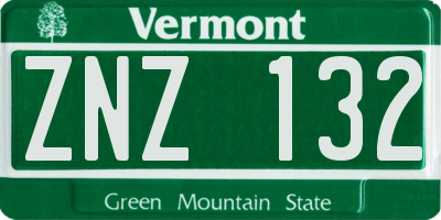 VT license plate ZNZ132