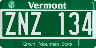 VT license plate ZNZ134